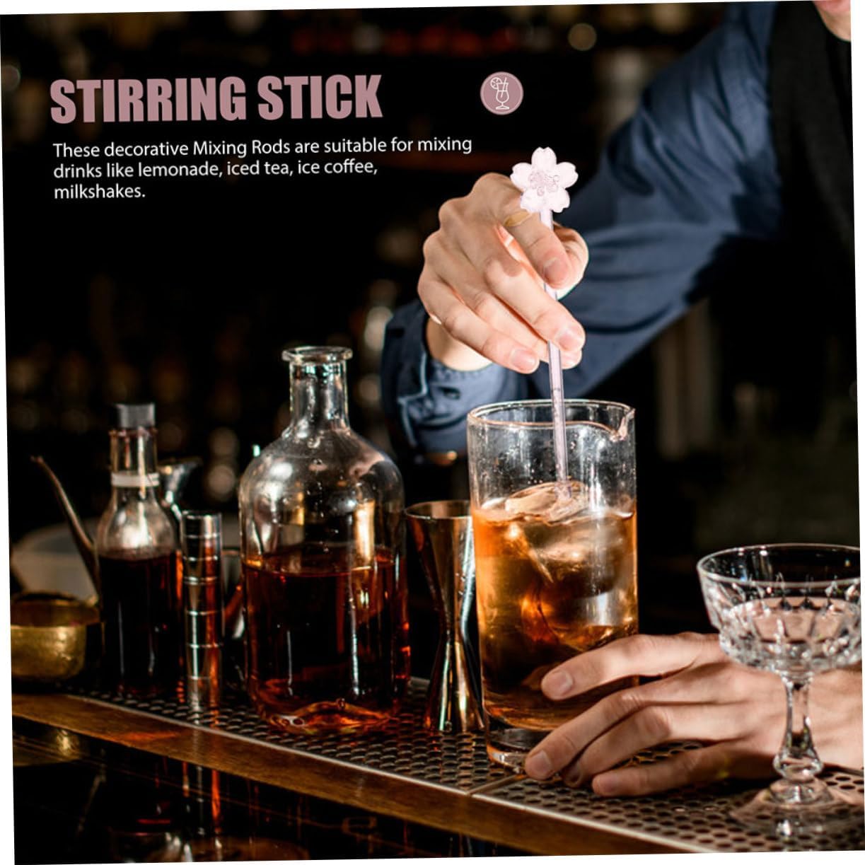 3 Pcs Glass Coffee Stirrer Long Handle Portable Stirring Sticks for Juices Hot Drinks for Travel Outdoor Activities Easy to Clean Sturdy Versatile