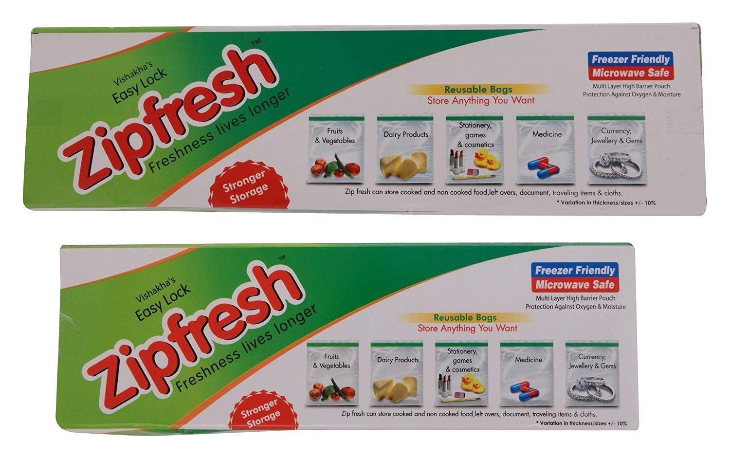Amit Marketing Zipfresh Food Storage Bag | Multi-Purpose Lock Pouch Bags | Washable and Reusable | Durable and long-lasting BPA-free - Pack of 20 (L - 10 Pcs + XL - 10 Pcs)