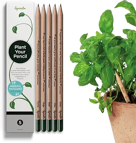 Sprout Wood-Cased Plantable Pencils | HB Pre-Sharpened | Seeds Included | Gift with Quotes | 5 Pack
