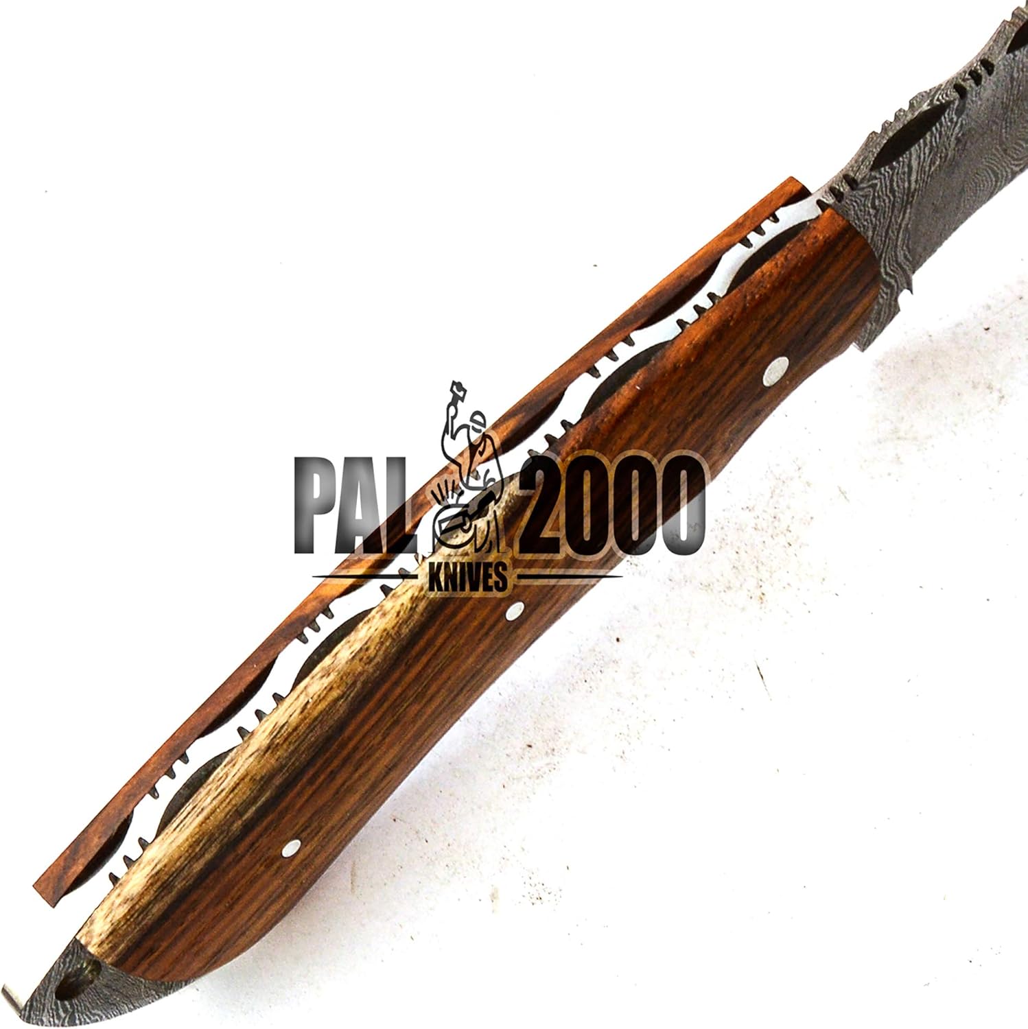 Uр Tо 40% оƒƒ Famous Full Tang - Handmade Damascus Steel - Knife with Genuine Leather Sheath - 5 Inch New Pattern Blade and Handle - Sharp Edge - Indoor - Hunting - Camping - Fishing - Outdoors - Custom Knife (Rose Wood Handle)