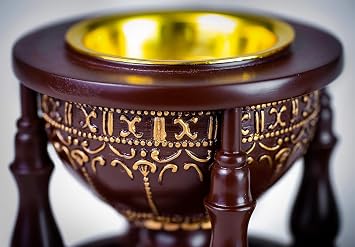 AM Charcoal Incense Burner - Bakhoor Burner, Oud Frankincense Resin Burner for Office & Home Decor - Lavish 4 Pillar (4 Pillar Brown)