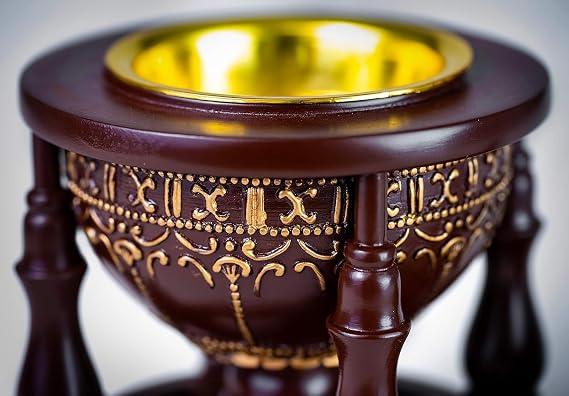 AM Charcoal Incense Burner - Bakhoor Burner, Oud Frankincense Resin Burner for Office & Home Decor - Lavish 4 Pillar (4 Pillar Brown)