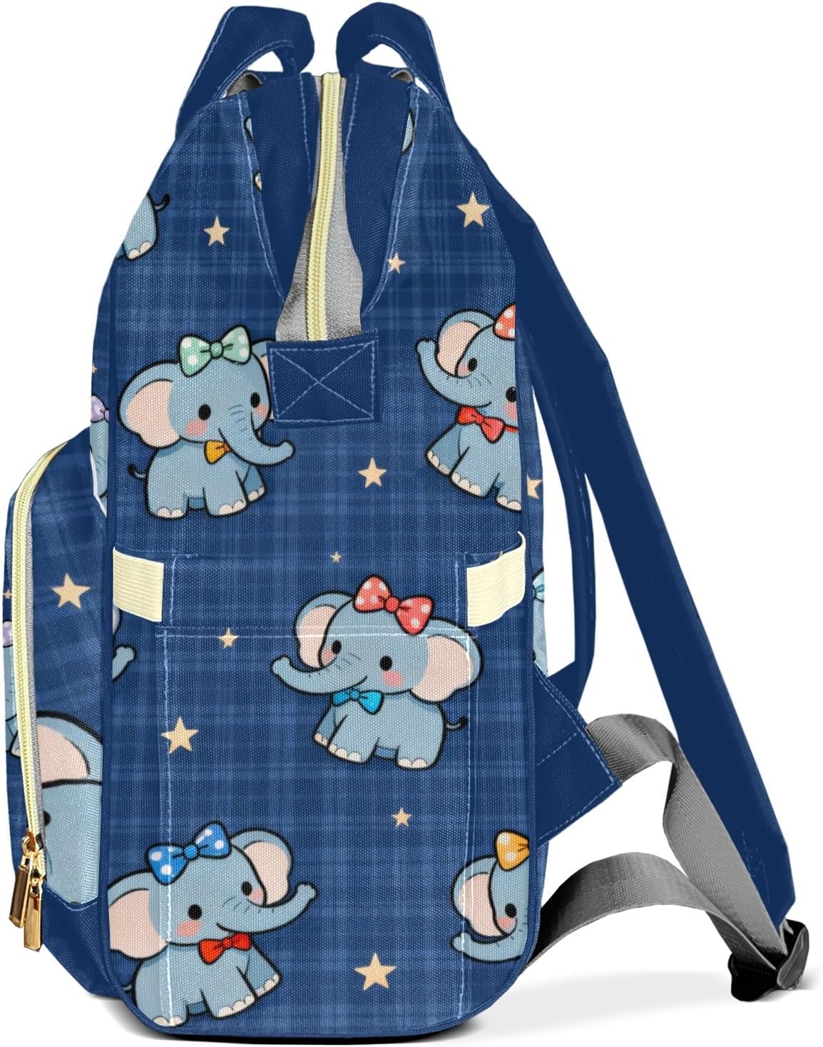 Personalized Navy Cute Elephant Custom Mom Bag with Name,Dad and Mom Diaper Backpack for Baby Boys Girls,Birthday Gift for New Parents