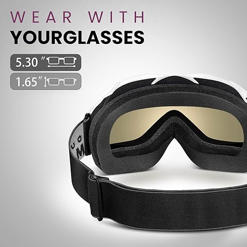 Miniatura 61 de OutdoorMaster - Gafas de esquí/snowboard para hombres, mujeres y jóvenes, 100% protección contra rayos ultravioleta, para usar sobre los anteojos