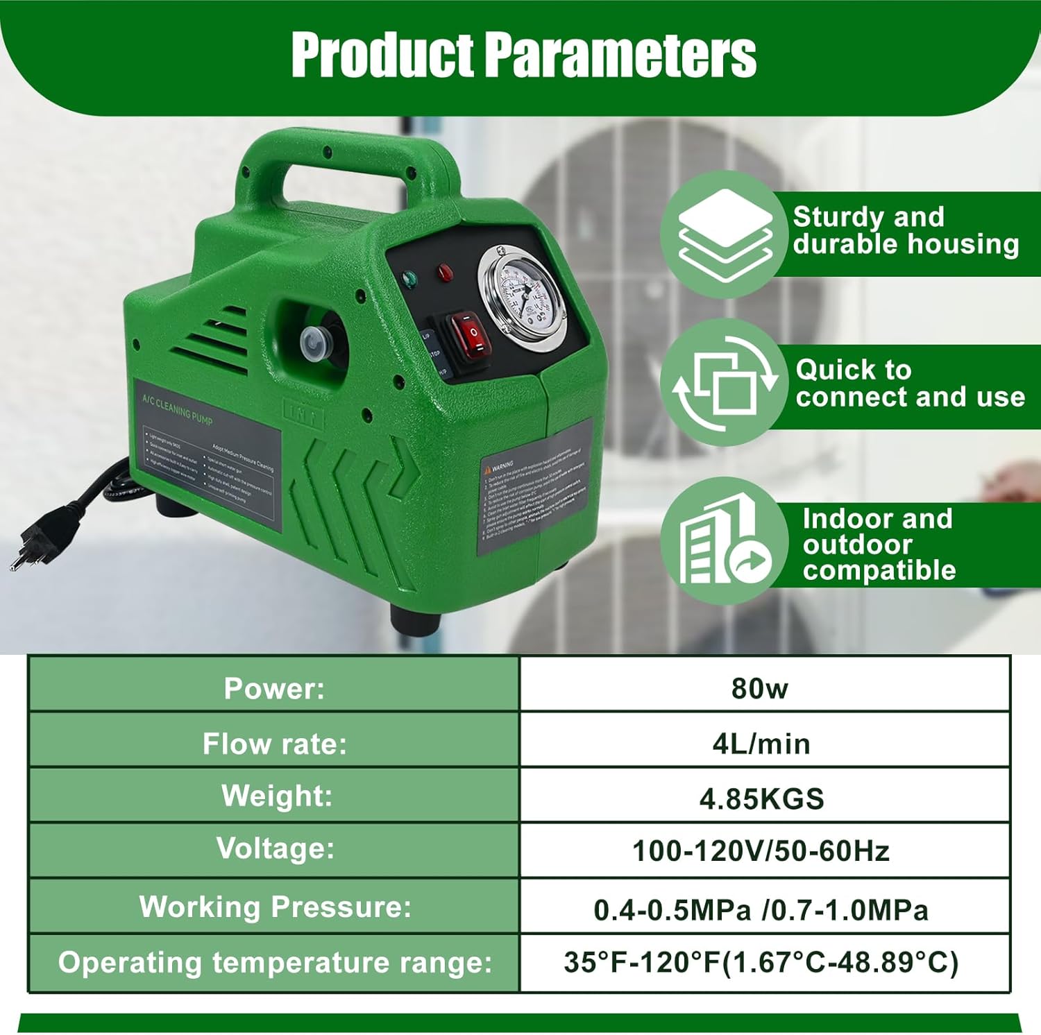 ZPB140 Port A Blaster HVAC Coil Cleaning, Portable Pressure Washer, Coil Jet Cleaner for ac Unit 120V 80W Suitable for Indoor and Outdoor Flow Rate 4L/min Can only be Used with Water, not for air