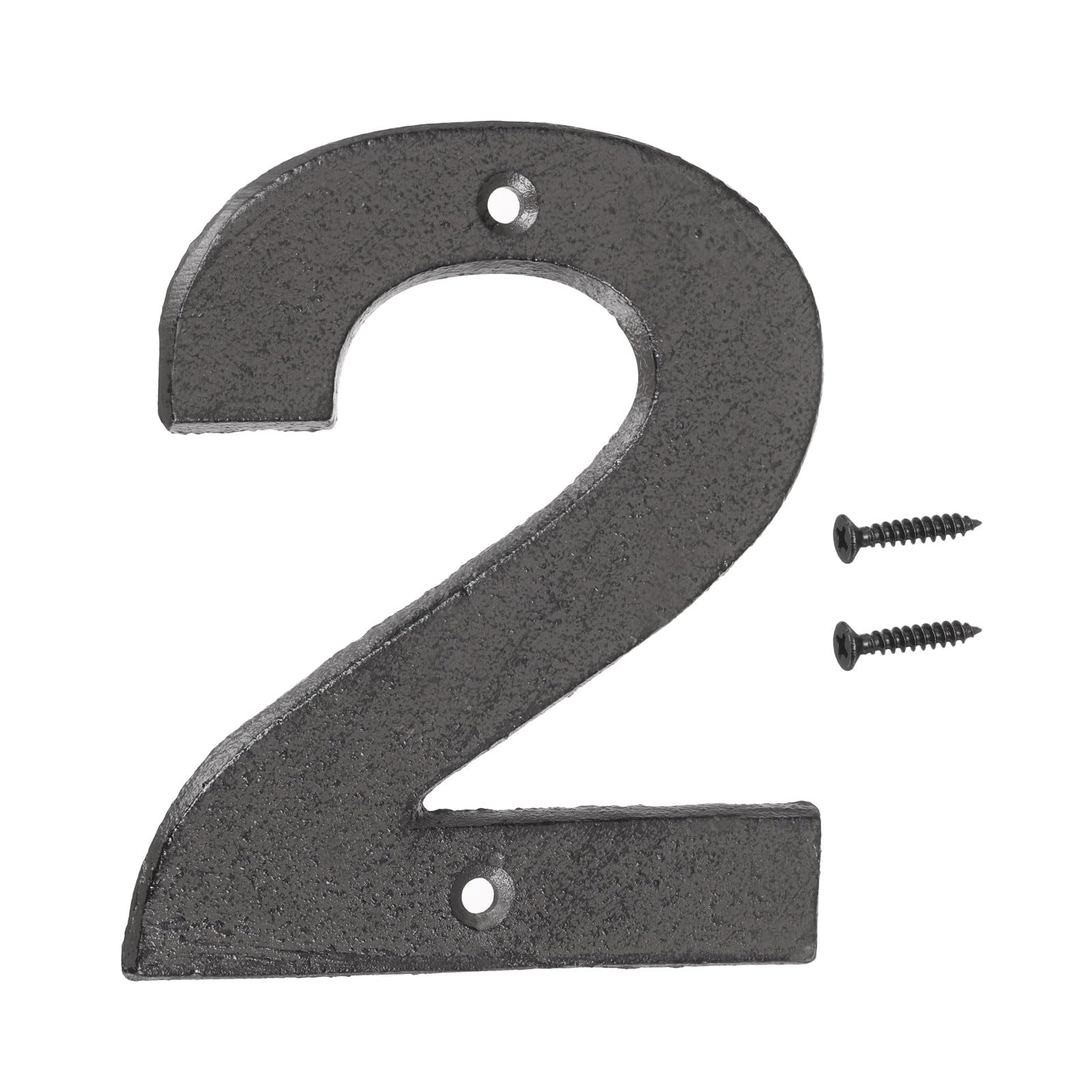 sourcing map House Numbers and Letters, 120mm Cast Iron Metal Vintage Address Numbers for Outside, Solid House Number with Screws for Apartment Office Hotel Room Signs(Number 2)