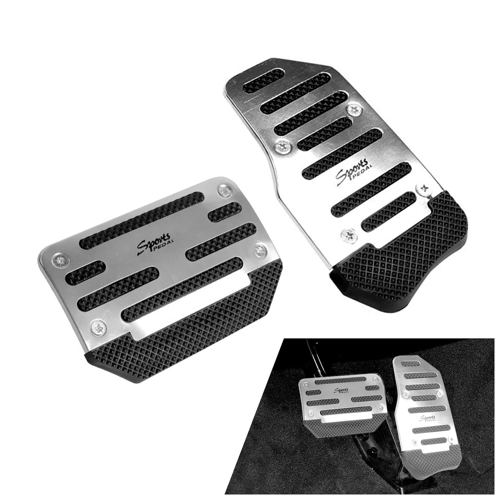 XCVFSRW Car Pedal Pads, for Fiat Abarth 595 Abarth 500 abarth 124 spider Automatic Anti Slip Accelerator Brake Pedal Covers Heavy Duty Rubber Metal Interior Styling,A