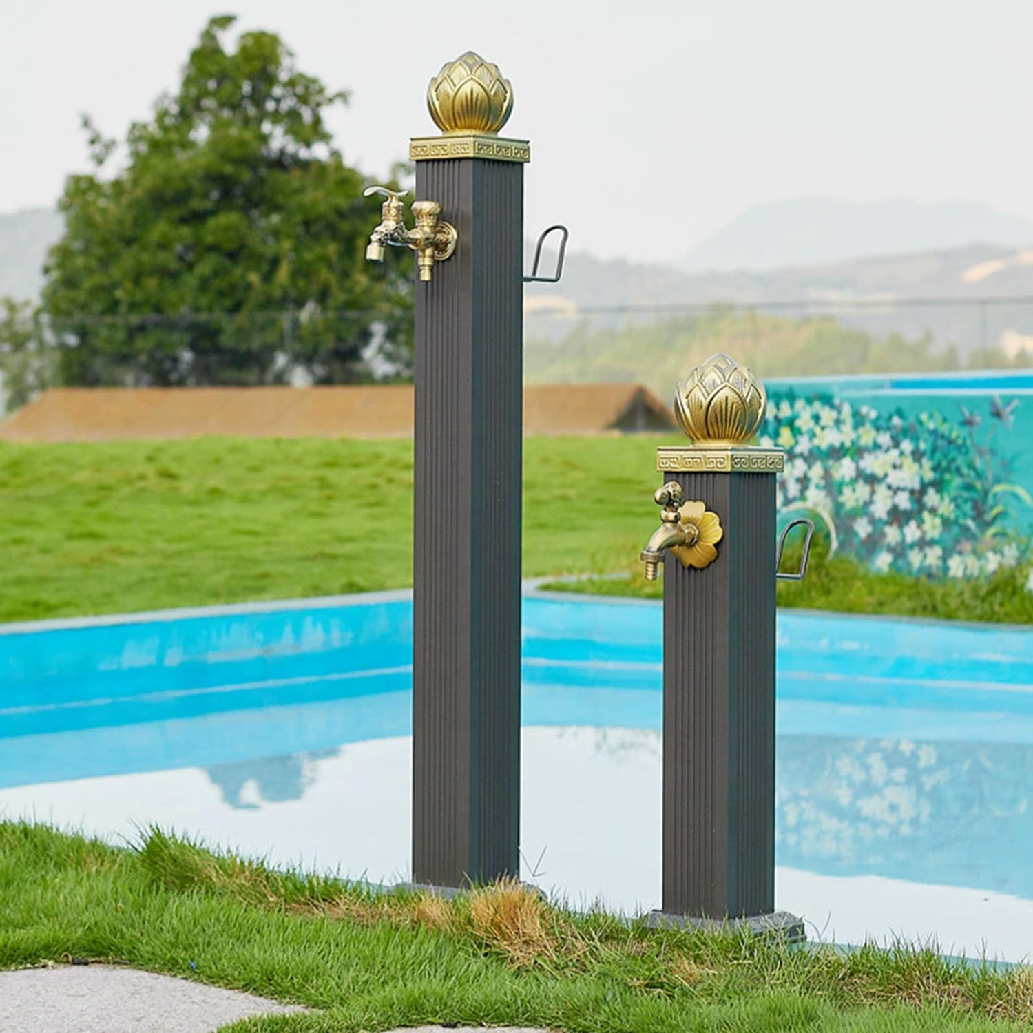 74/114cm Colonna d'Acqua Verticale da Giardino, Colonna d'Acqua in Acciaio Inossidabile 304 con Rubinetto e Gancio, per Giardino Esterno, Fontana di Irrigazione