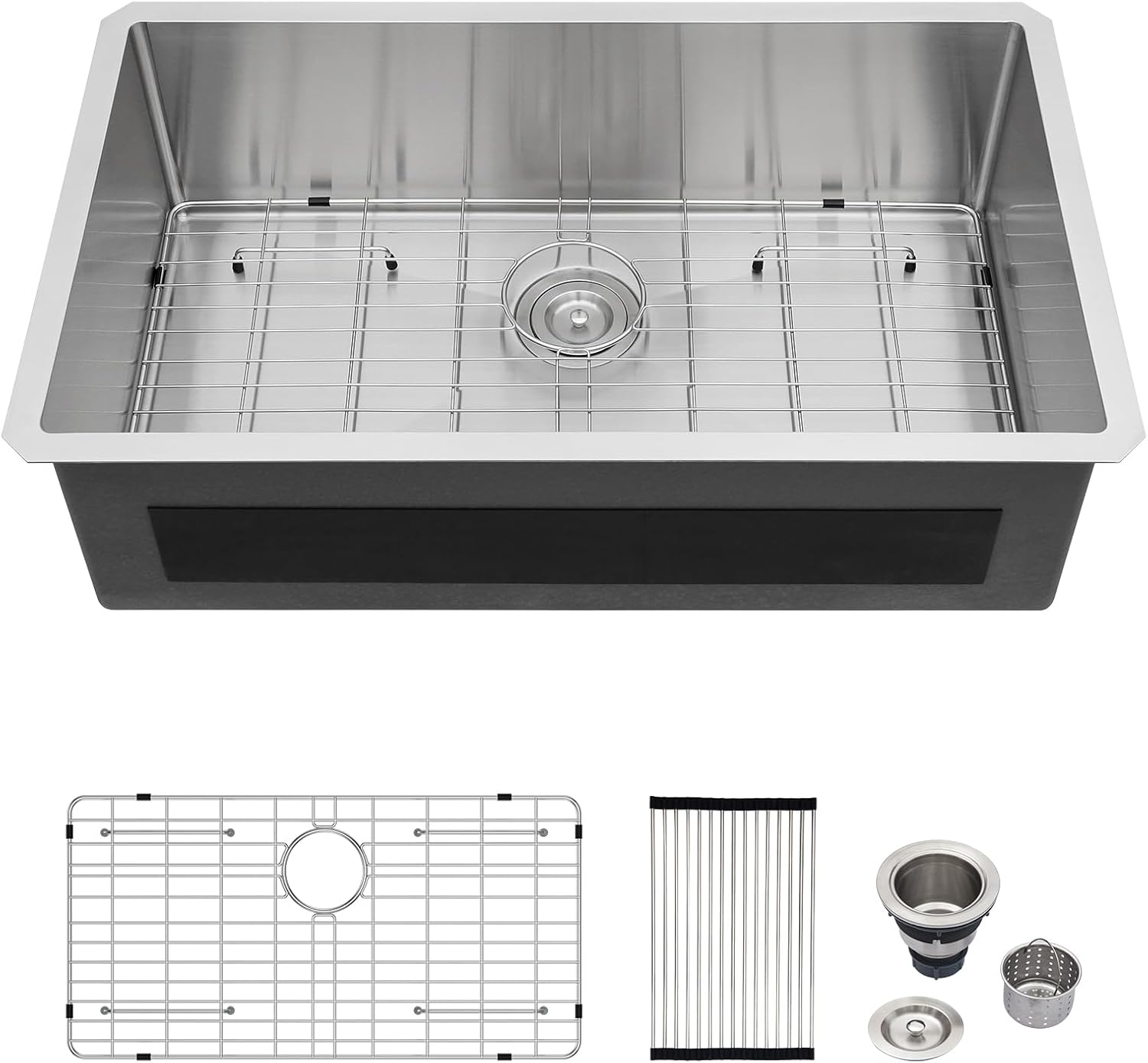 Logmey 32x18 Inch Stainless Steel Undermount Sink - 32 Inch Single Bowl Undermount Kitchen Sink