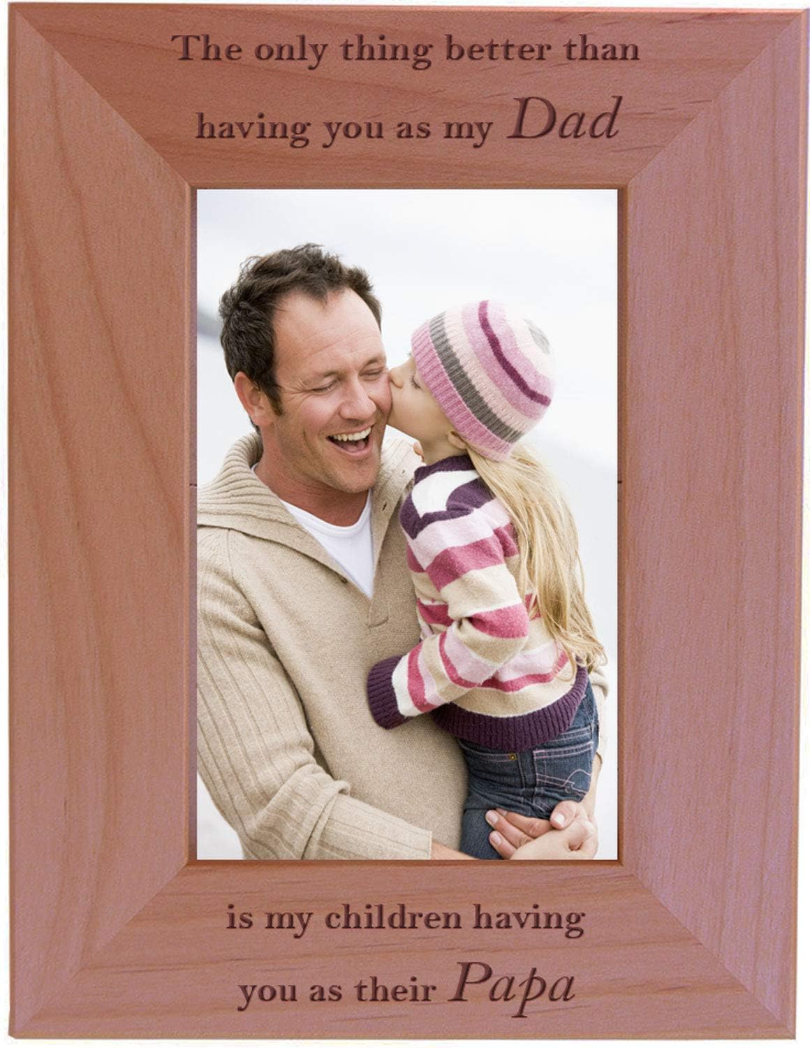 CustomGiftsNow Only Thing Better Than Having You as My dad is My Children Having You as Their papa - Engraved Wood Picture Frame (5x7 Vertical)