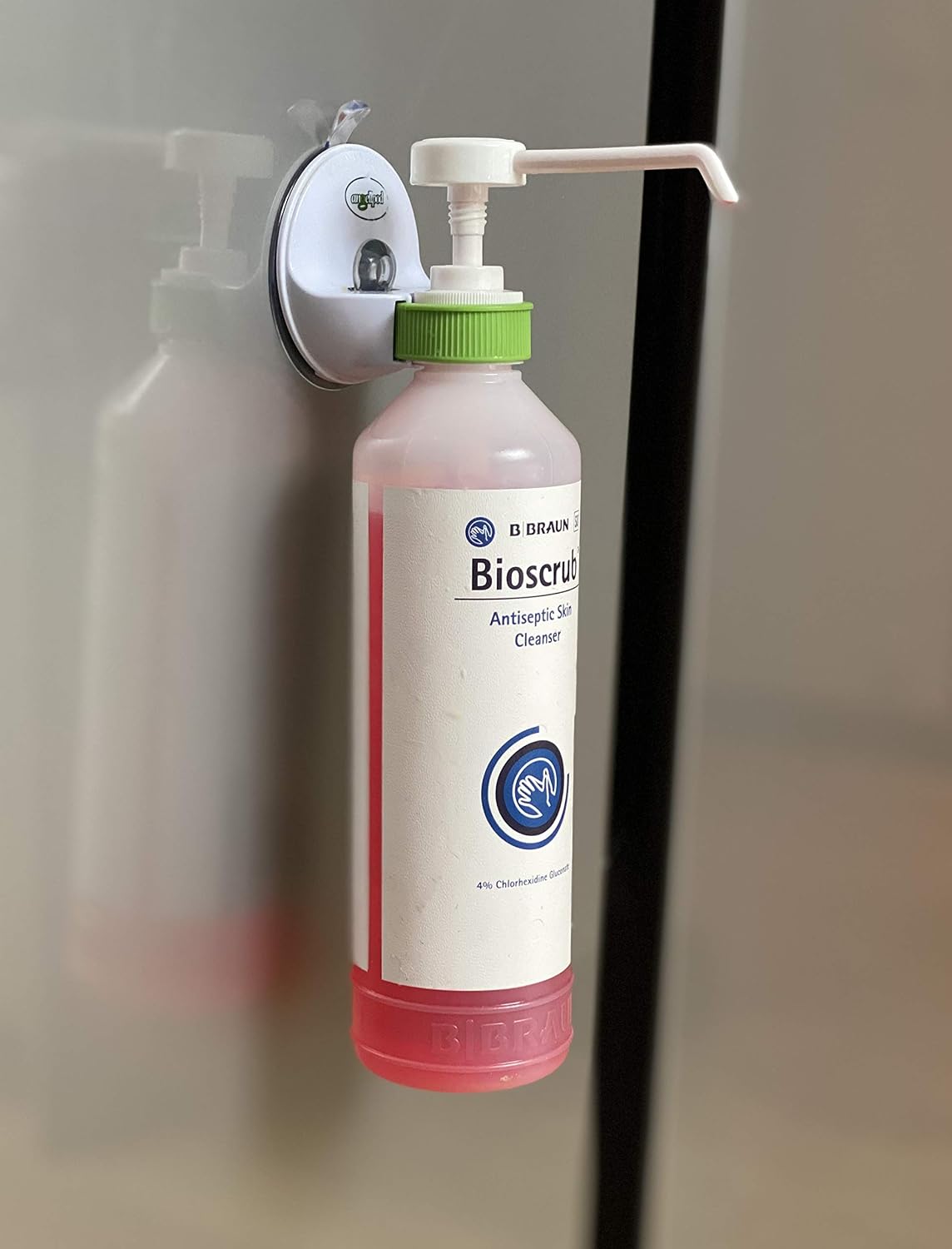 Original AngellPod® Repositionable Wall Mount Hand Sanitiser Pump Bottle Holder for Any Size Bottle. Hand sanitizer, soap, Shampoo, Cream Dispenser Holder. Suction-Cup + Self-Adhesive = NO Tools.