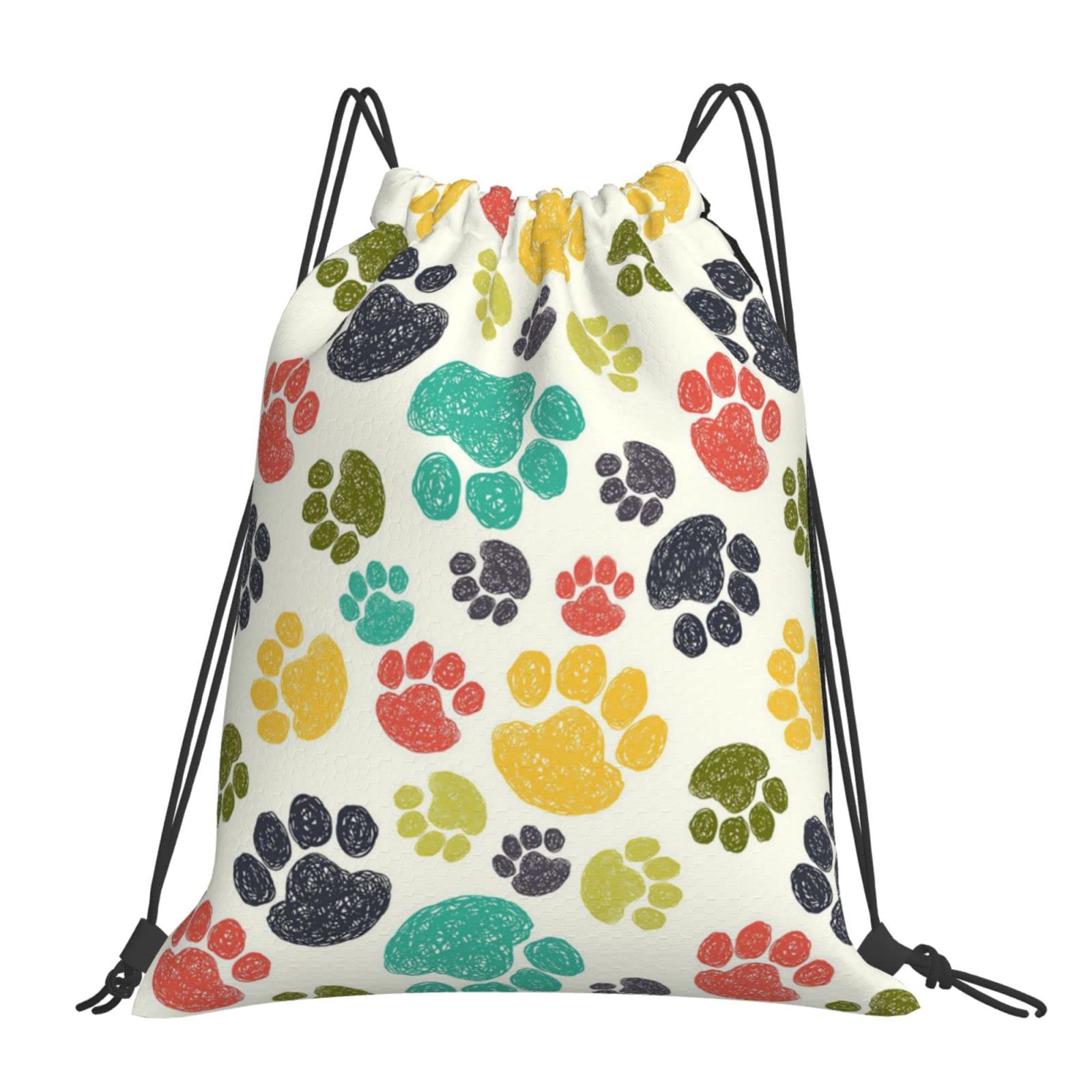 Richugui Unisex Color8 Cute Backpack Sports Dog Paw Drawstring Bags Drawstring Gym String Bag For Women Men Backpacks Training Yoga Bags