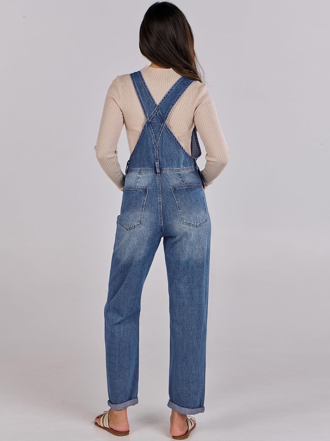 ANRABESS Overalls for Women Loose Fit Denim Overalls Adjustable Strap Jean Jumpsuit Bib Romper Spring Casual Work Outfits - Image 3