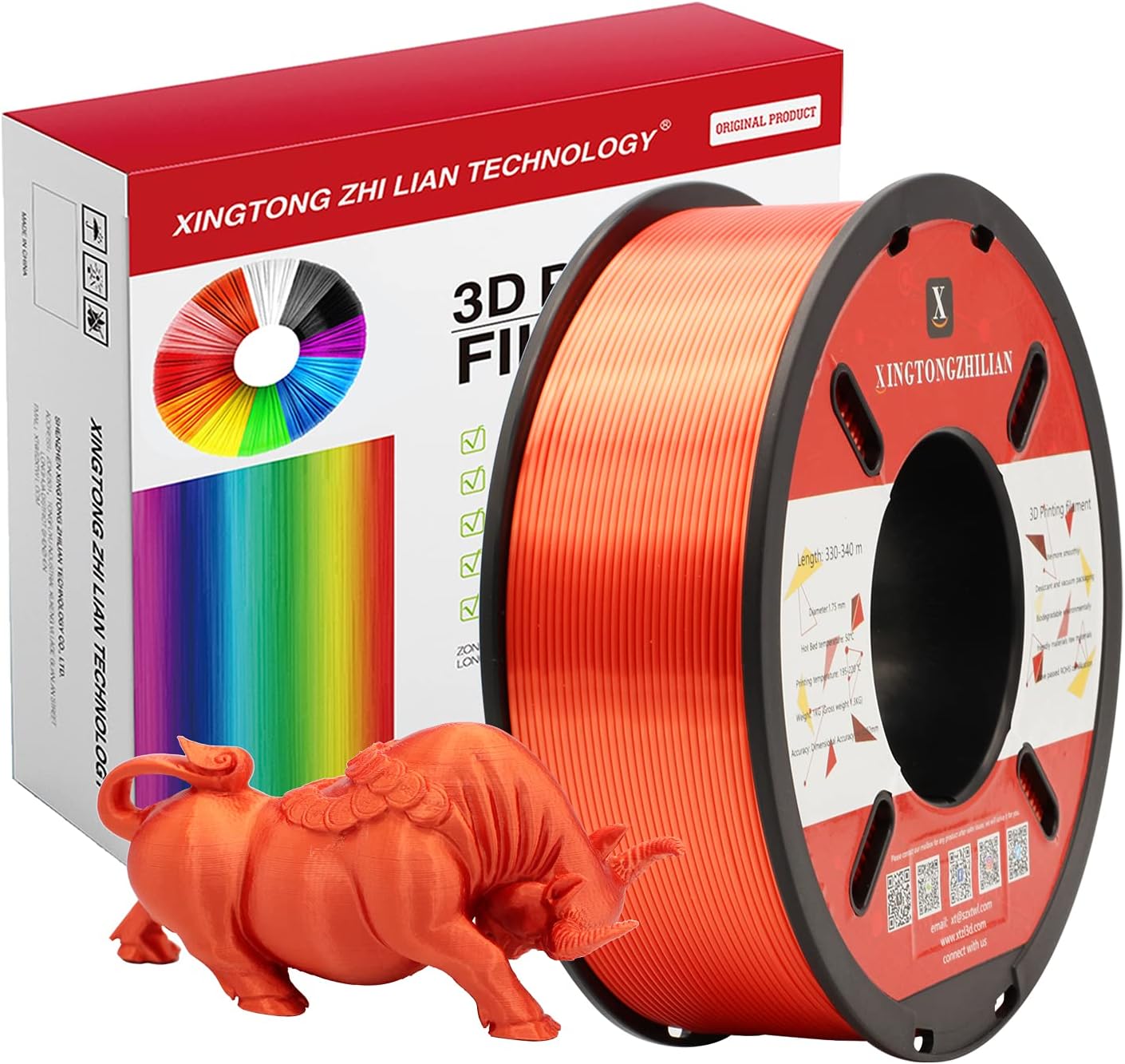 PLA 3D Printer Filament 1.75mm Printing Material Upgrade Version for 3D Printers Pens Accuracy +/- 0.02 mm Silk Red 1kg/Spool