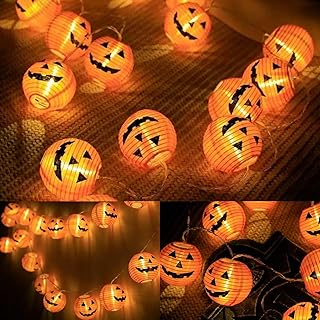 Halloween Decoration, 30 LED Orange Citrouille Lanterne à Piles 3M Guirlande Lumineuse, 2 Modes D'éclairage & Imperméable pour la Extérieure et Intérieure Jardin Maison Party(Blanc Chaud)