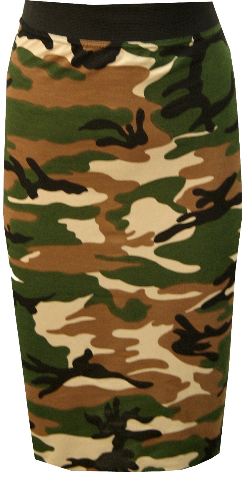 Wearall Women's Army Print Elastic Waist Pencil Bodycon Stretch Midi Skirt - 12-14