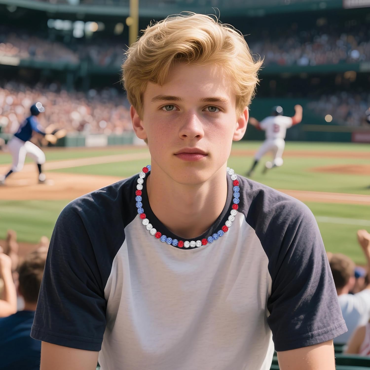 Baseball Bead Necklace Bling Ice Rhinestone 18"-20" Adjustable Shiny Chain Stuff, Baseball Drip Accessories Necklaces Gifts for Team Players Lovers - Image 6