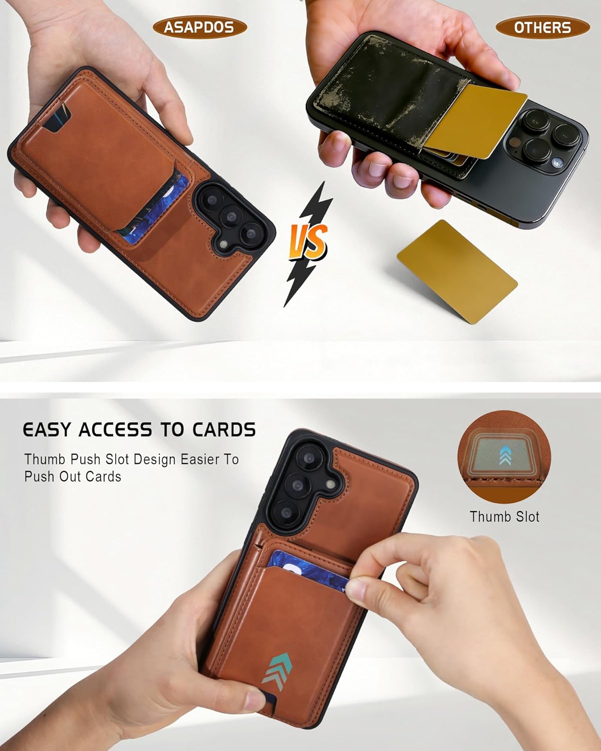 ASAPDOS Magnetic Detachable Wallet Case for Samsung Galaxy S26 with Kickstand,2-in-1 MagSafe Compatible RFID Blocking Card Holder,Slim PU Leather Cover Brown