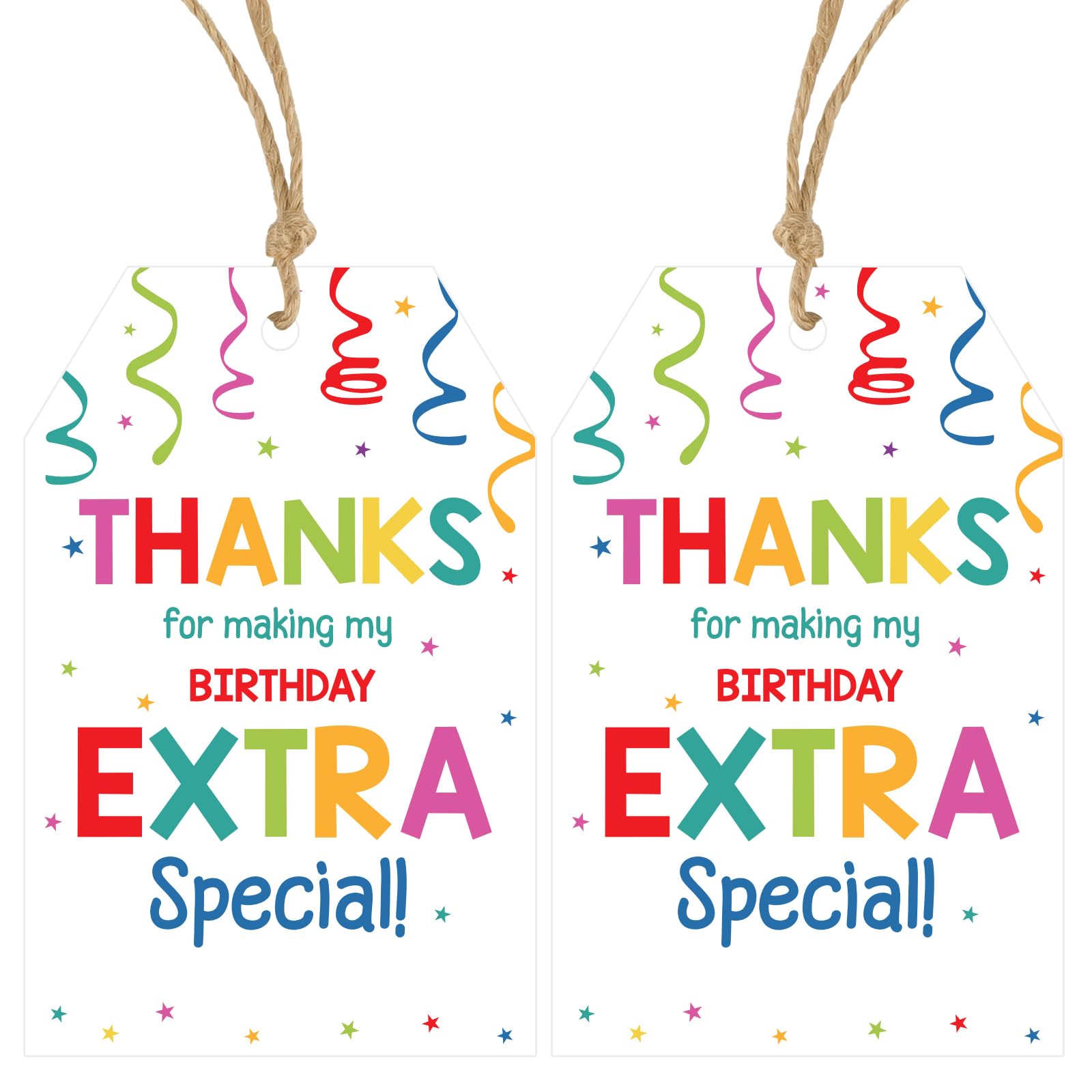 Photo 1 of Anwyll Thank You Tags for Birthday Party Favor 50Pcs Birthday Thank You Gift Tag with String Thanks You for Coming and Making My Birthdays so Special Tags Happy Birthdays Tag for Treat Bag (Confetti)