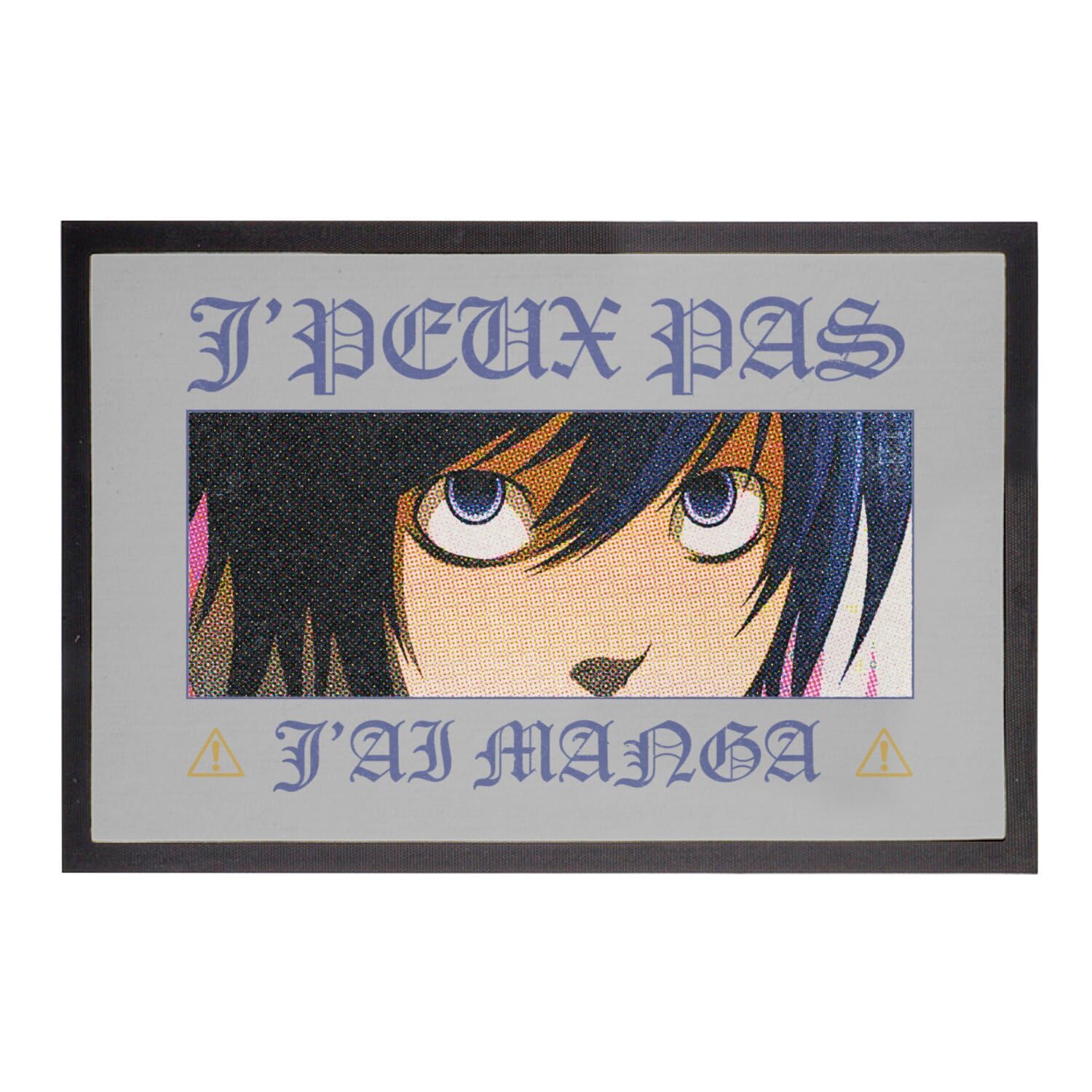 Paillasson Gris 75x50cm J'peux Pas J'Ai Manga Fibres Résistantes