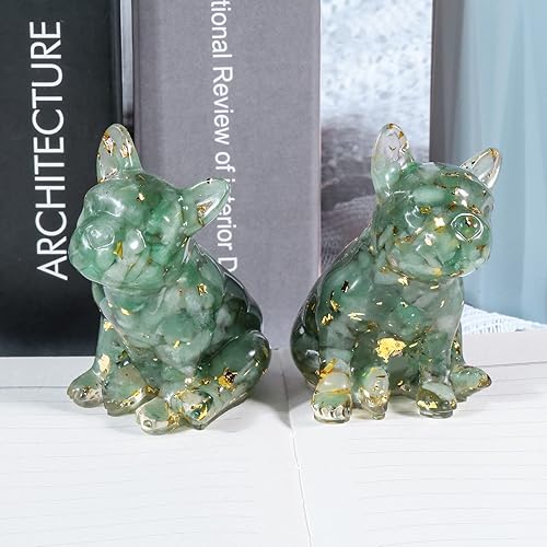 Miniatura 3 de Amogeeli Figura decorativa de bulldog francés de cristal de orgón curativo, estatua de perro de piedra de bolsillo para estantería, escritorio,