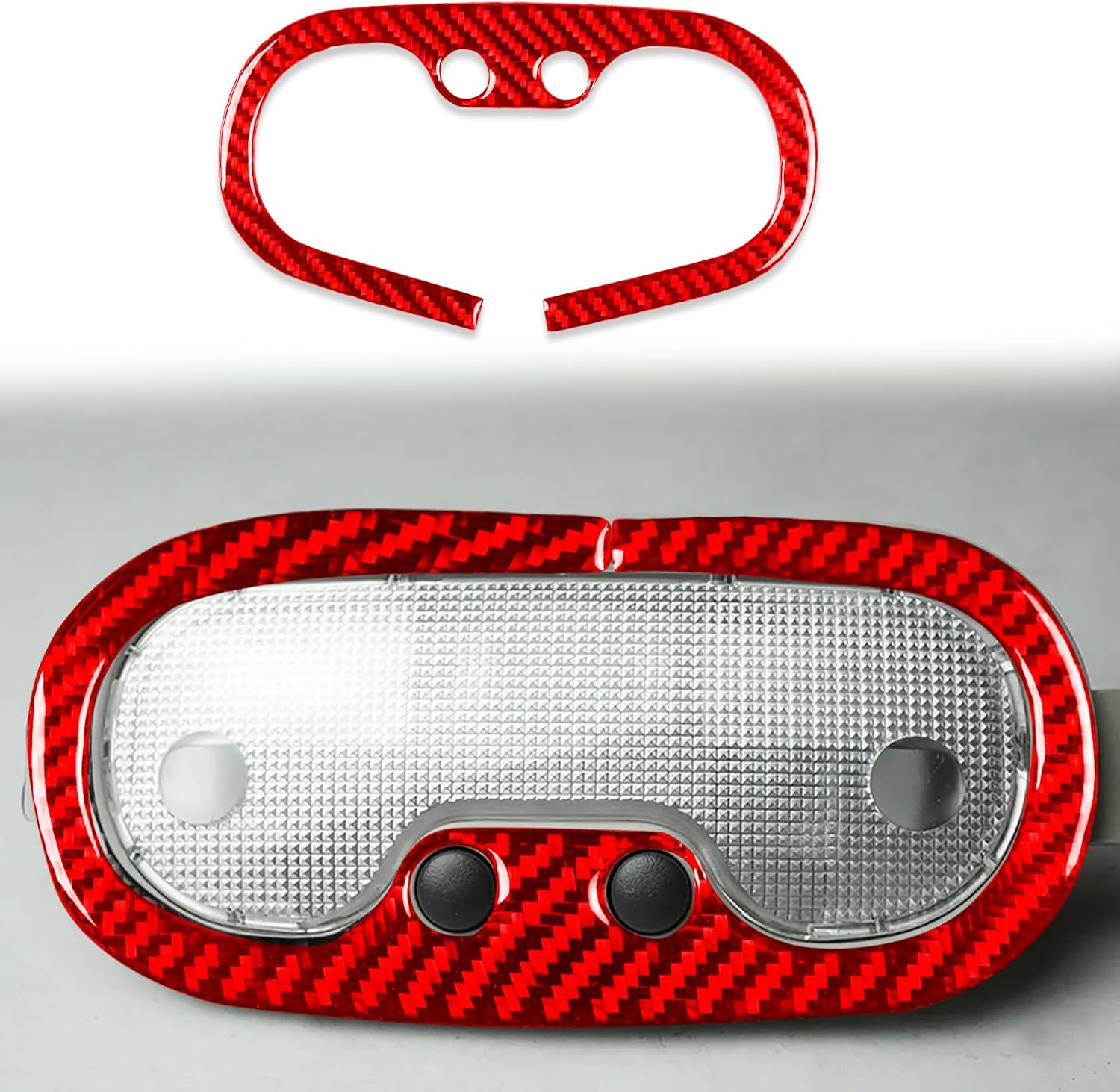 Real Carbon Fiber Car Rear Roof Reading Light Wrap Panel Soft Sticker Trim Interior Accessories Compatible with Chevrolet Impala 2006 2007 2008 2009 2010 2011 2012 2013 red