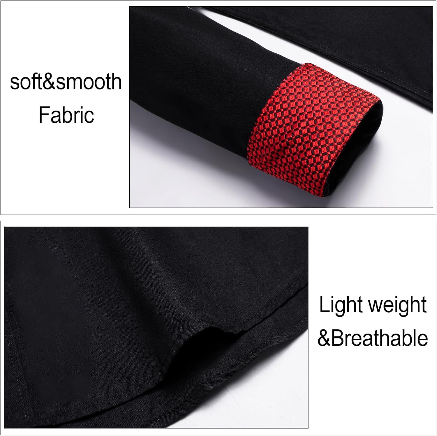 Hi-Tie Men's Wrinkle Free Inner Contrast Jacquard Long Sleeve Button Down Shirt