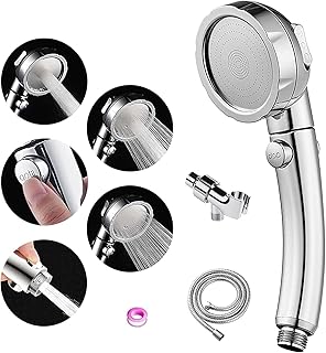 Adjustable 3-Spray Shower Head with Handheld, ON/OFF Switch, Detachable Shower Arm, and Multi-Functional Water Saving Kit