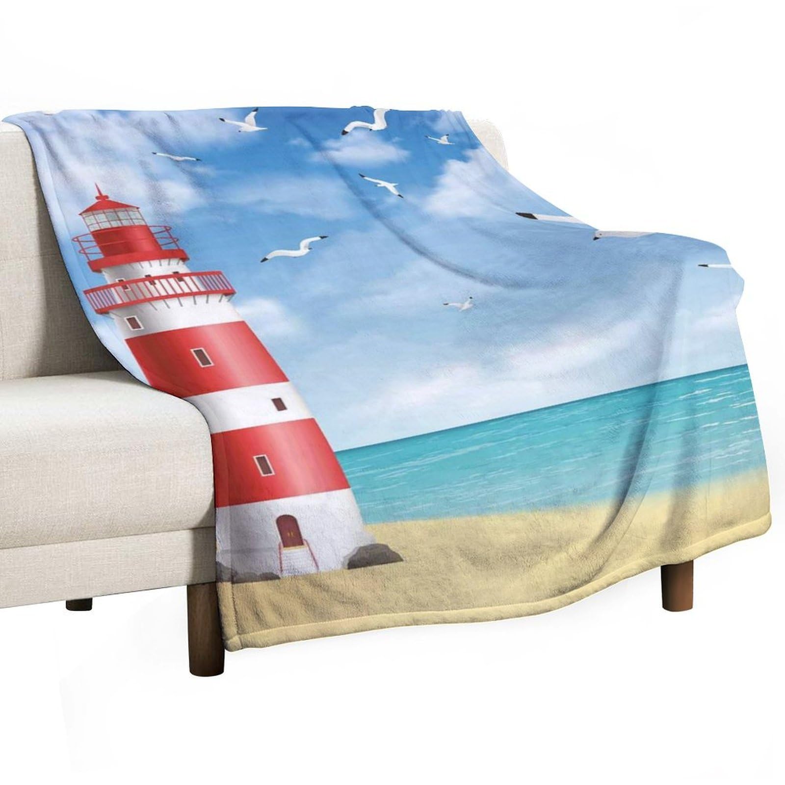 Hxwokrum Flannel Blanket, Lighthouse Throw Blanket for Couch Sofa Bed Office, Soft And Comfortable Without Pilling