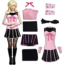Julysky Ladies'Pink Top, Black Skirt, Lucy Steel Costume,Themed Party Halloween Dress