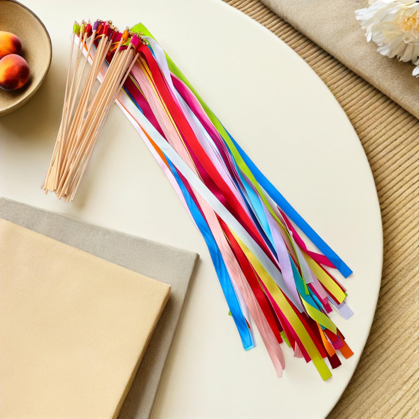 Varitas de Hada Cintas y Cascabeles 20 Unidades de Palitos de Madera Estilo Europeo para Estudiantes y Ambiente Festivo en Reuniones Deportivas Color Aleatorio