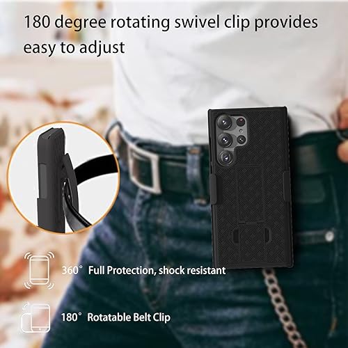 Miniatura 2 de Ailiber Funda para Samsung Galaxy S24 Ultra 5G con clip para cinturón, funda con protector de pantalla, soporte de soporte, delgada, a prueba de