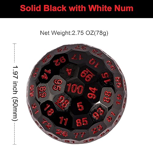 Miniatura 3 de Dados D100 mejorados, dados poliédricos individuales de 100 caras D100 D100 de 1.776 pulgadas, dados de juego D&D D100, cubo de 100 caras con lata
