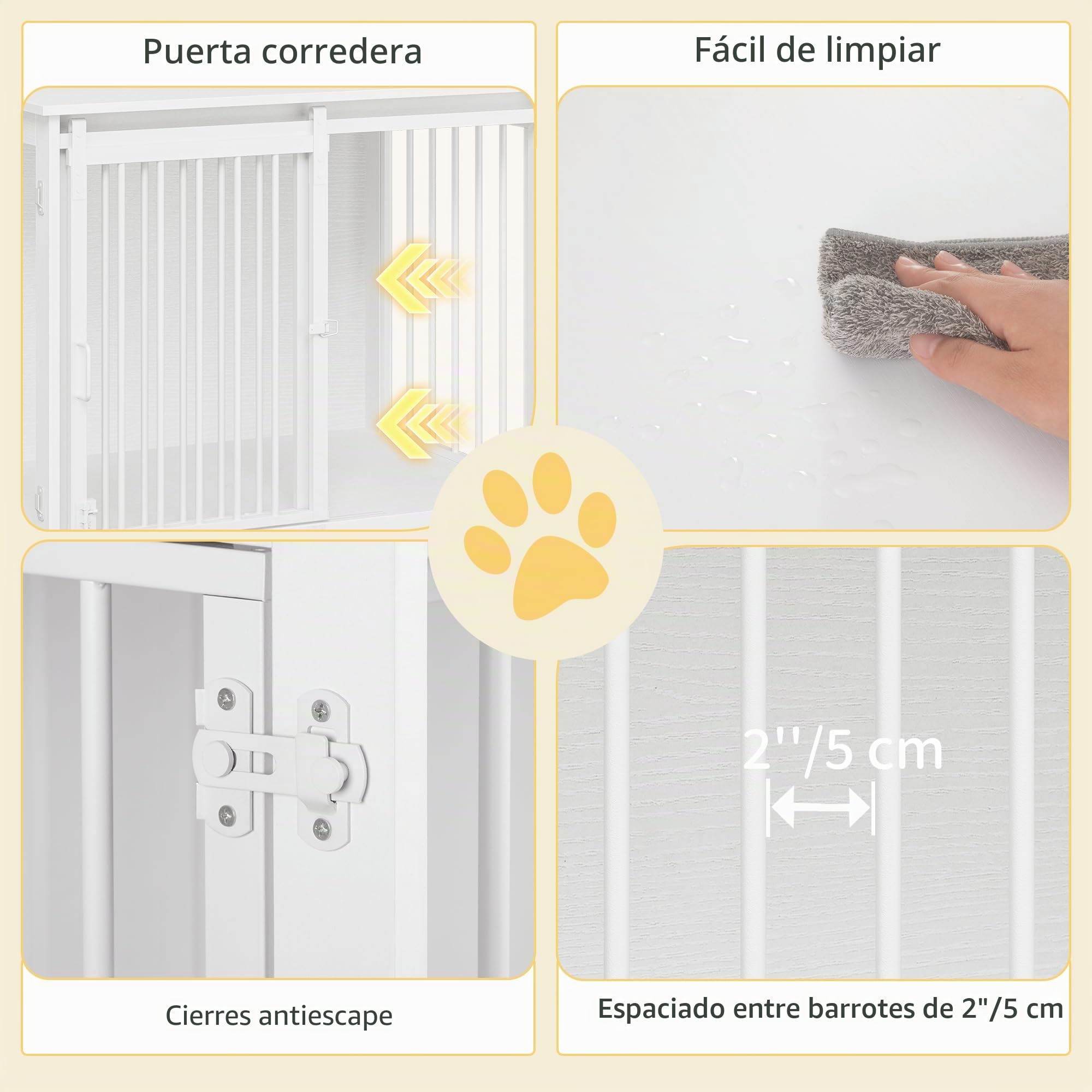 Hzuaneri 81cm Jaula para Perros, Mesa Auxiliar, casa Moderna para Perros, Jaula para Cachorros, dúplex para Animales, 2 Puertas, 55 x 81 x 67,5 cm, Blanco DFC83613W