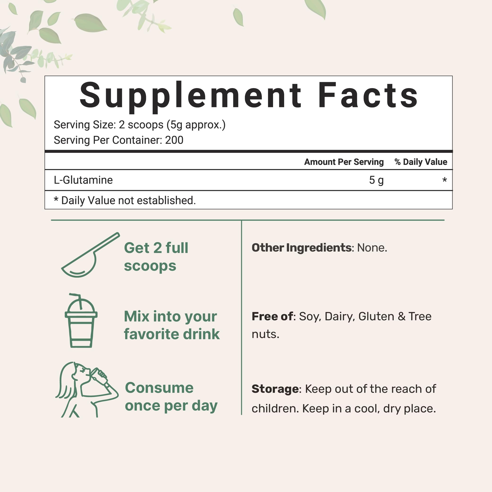 Pure L-Glutamine Powder, 2.2lbs (1kg) | Free Form Amino Acid | Unflavored Glutamine Supplement | Non-GMO, Vegan Friendly — Amazon image 3