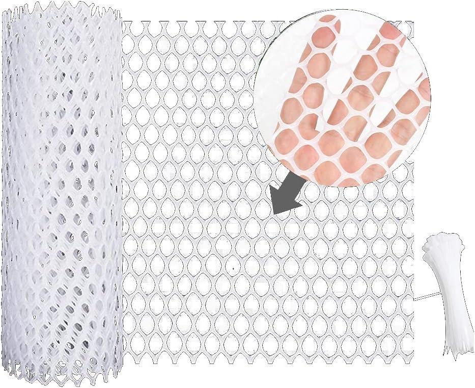 Plastic Chicken Wire Fence Mesh,Fencing Wire for, Poultry Fencing, Chicken Wire Frame for Netting White