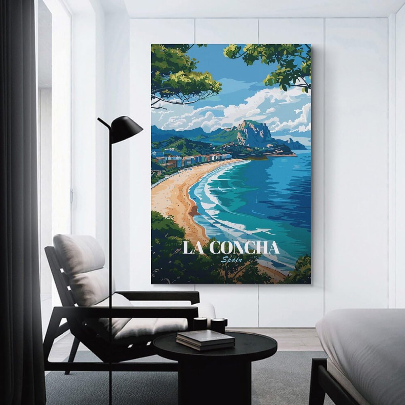 Junmoney Unframe-Style-11 Canvas Art Print La Concha Beach, Spain, 24X36inch(60X90cm), For Office, Study Or Home Workspace, Wall Art That Adds Style To Work Areas