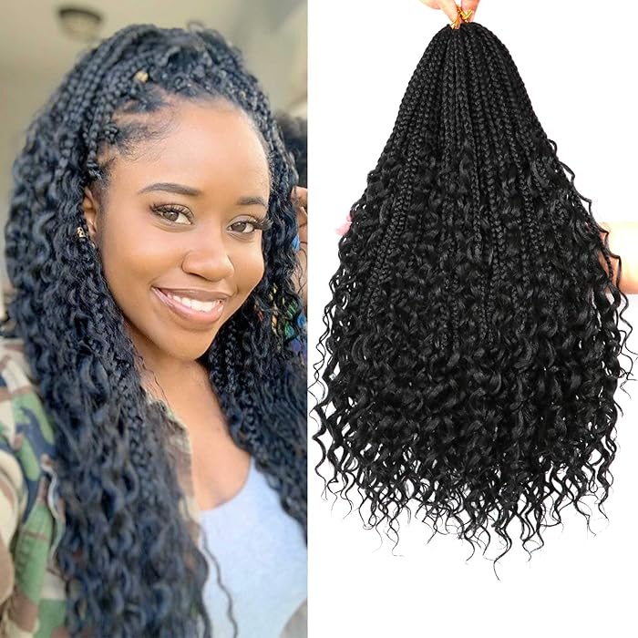 Buy 20 Inch 7 Packs Bohomian Box Braids Crochet Hair Curly Prelooped
