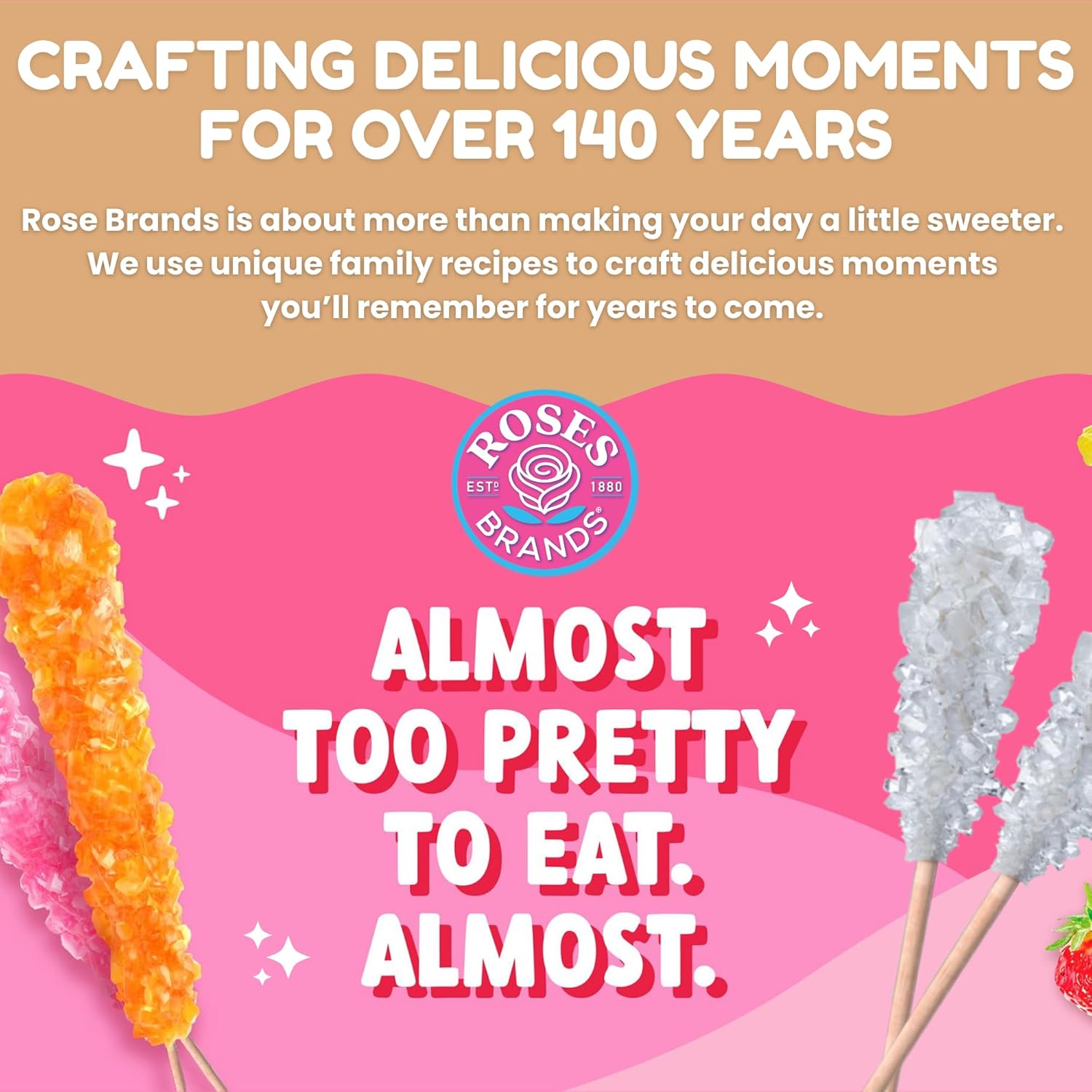 Dryden and Palmer by Roses Rock Candy Demitasse Sticks, White, Unwrapped, 100 Count for Coffee and Cocktails - Certified Kosher, Non GMO, Gluten-Free