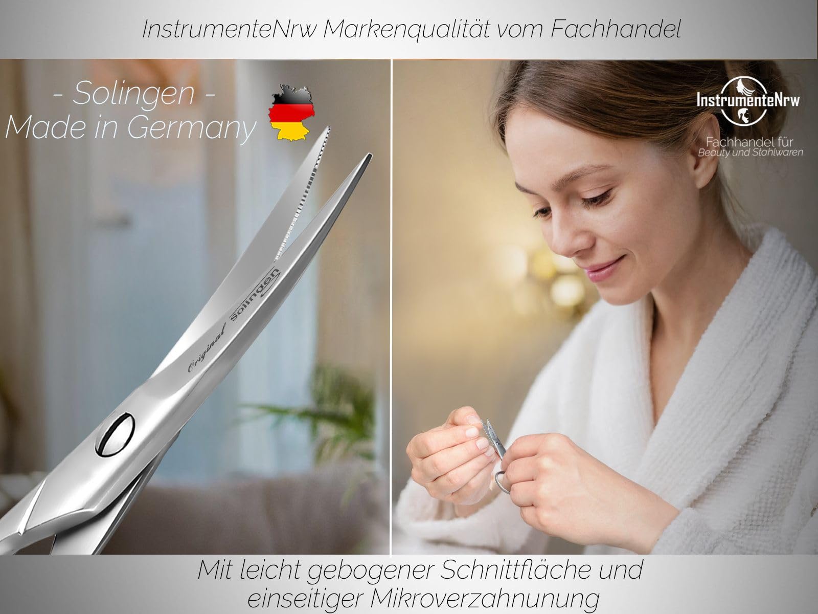 Linkshänder Nagelschere aus Solingen mit einseitiger Mikroverzahnung Made in Germany aus Rostfreiem Edelstahl Maniküre Pediküre Fußnagelschere zum Schneiden von Finger- und Fußnägeln 9 cm