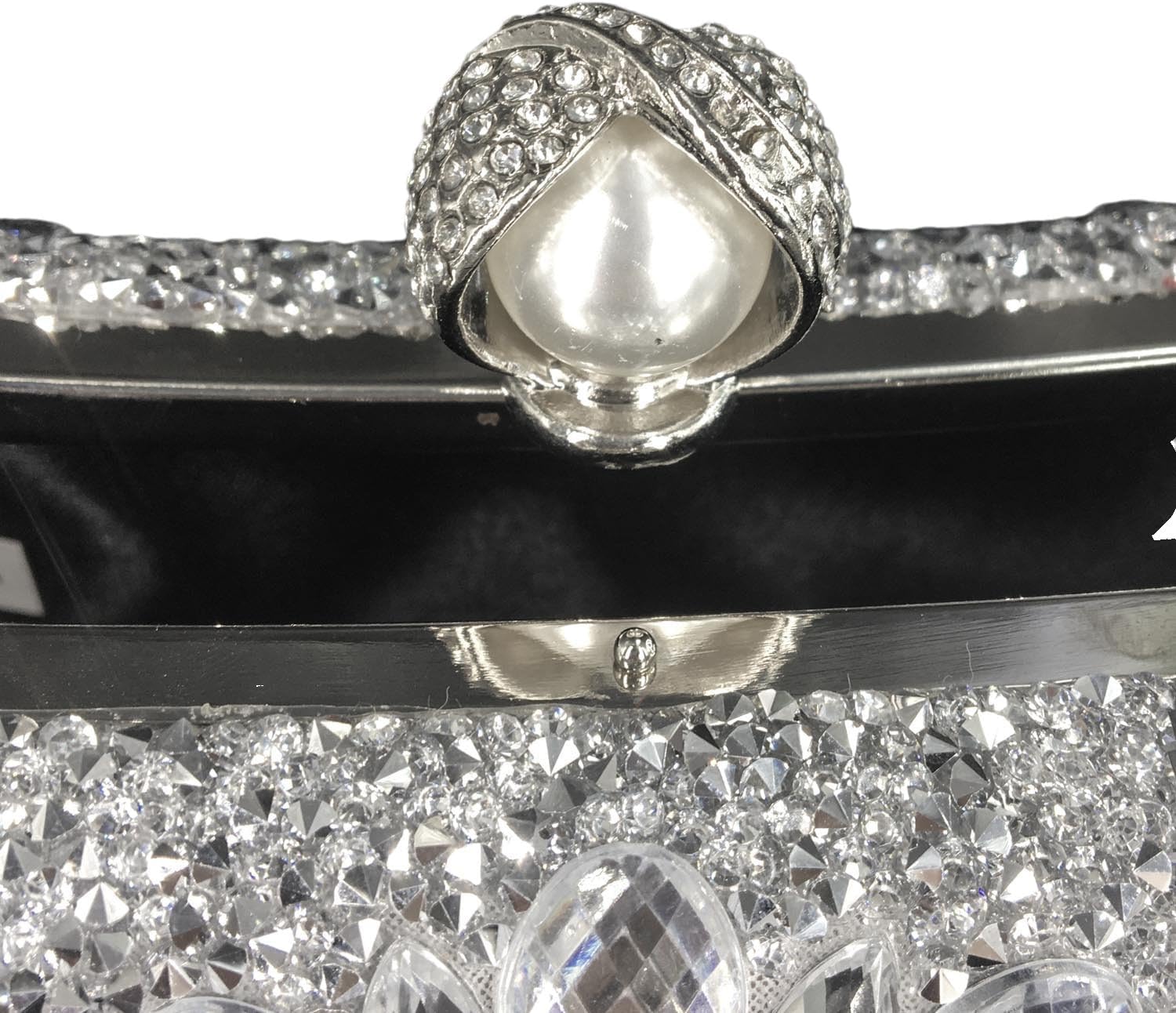Boutique De FGG Mini Pearl Clasp Crystal Clutch Purses for Women, Evening Bags Wedding Handbag, Party Rhinestone Clutch Bag - Image 5