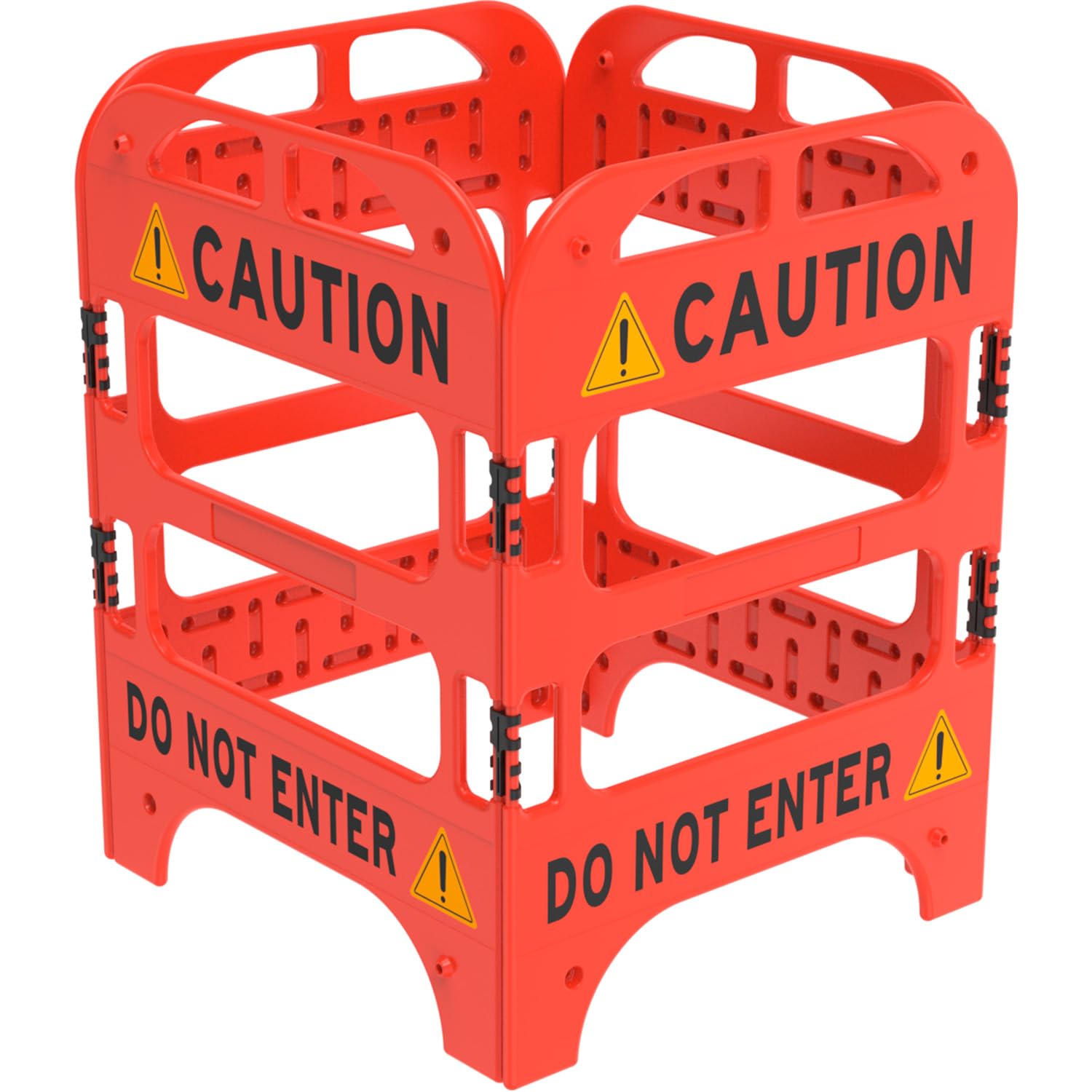 Barrière de sécurité pliable à 4 panneaux avec cadre en PVC robuste - Symbole d'avertissement - Clôture « DO NOT Enter »