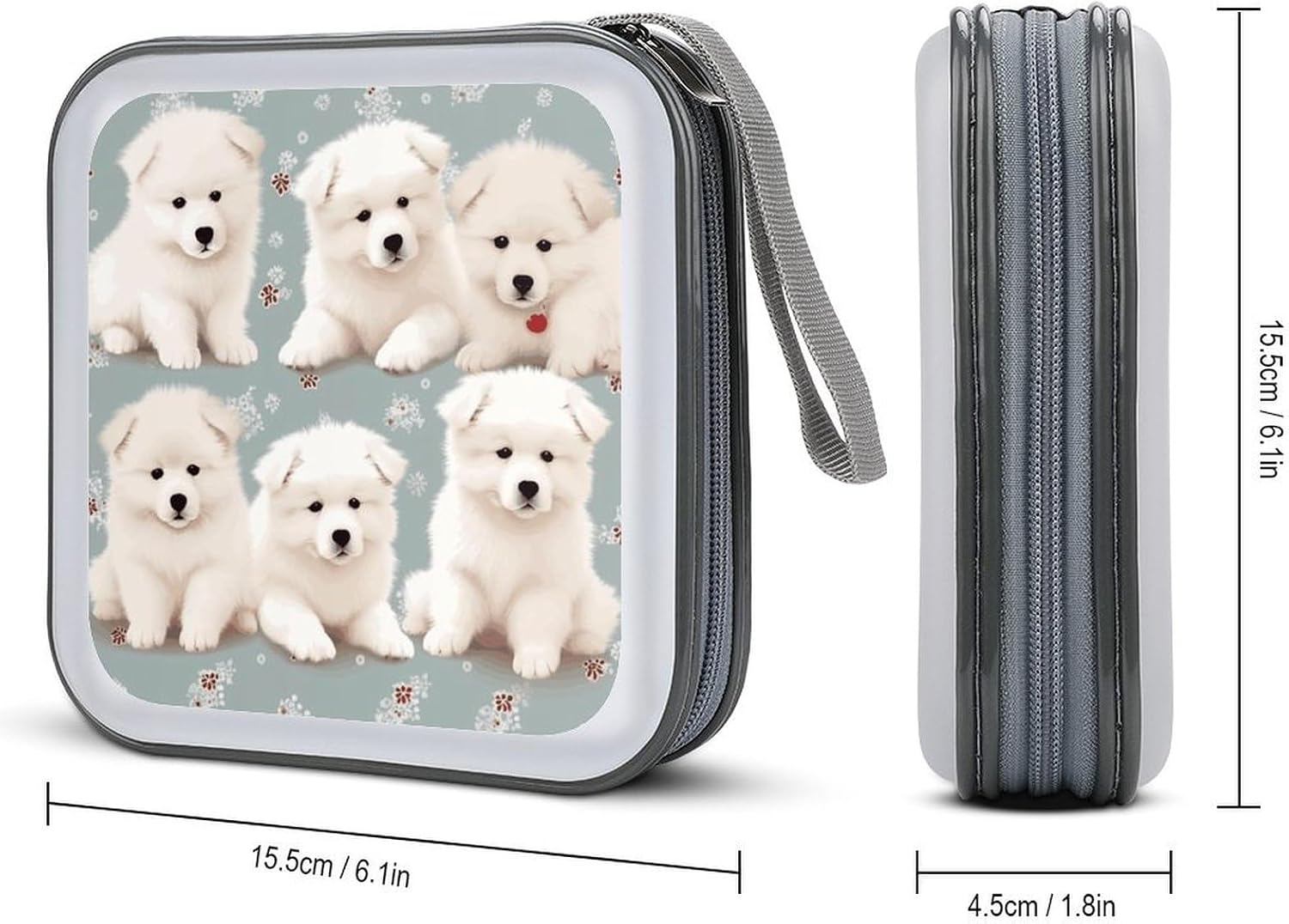 Little White Dogs Pattern CD Case CD Storage Box DVD Sleeves