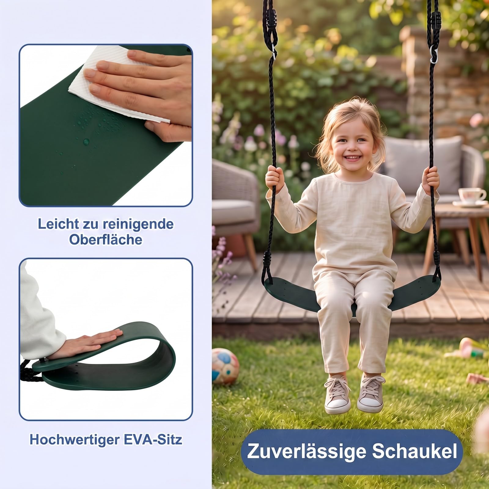 COSTWAY Schaukelgestell mit Nestschaukel, elastischer Kinderschaukel & Babyschaukel, Schaukelgerüst aus Metall bis 300 kg belastbar, Outdoor Schaukel für Kinder, Garten