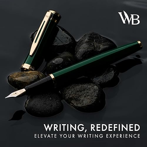 Miniatura 2 de Wordsworth & Black Juego de pluma estilográfica, punta mediana dorada de 18 quilates, incluye 24 cartuchos de tinta, convertidor de recarga de tinta