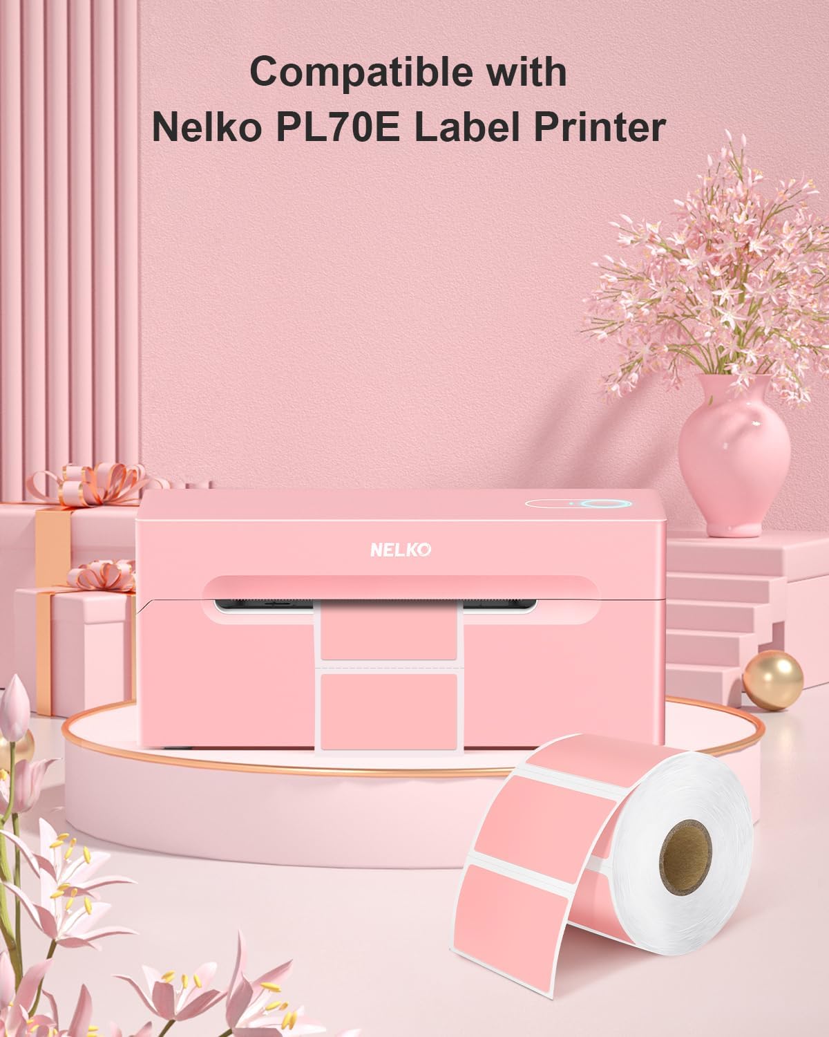 Nelko Genuine 2.25" x 1.25" Direct Thermal Labels, Barcode Labels Compatible with Nelko PL70E Label Printers, Self-Adhesive Labels, Barcode Stickers, Pink/1000 Labels (Commercial Grade) - Image 6