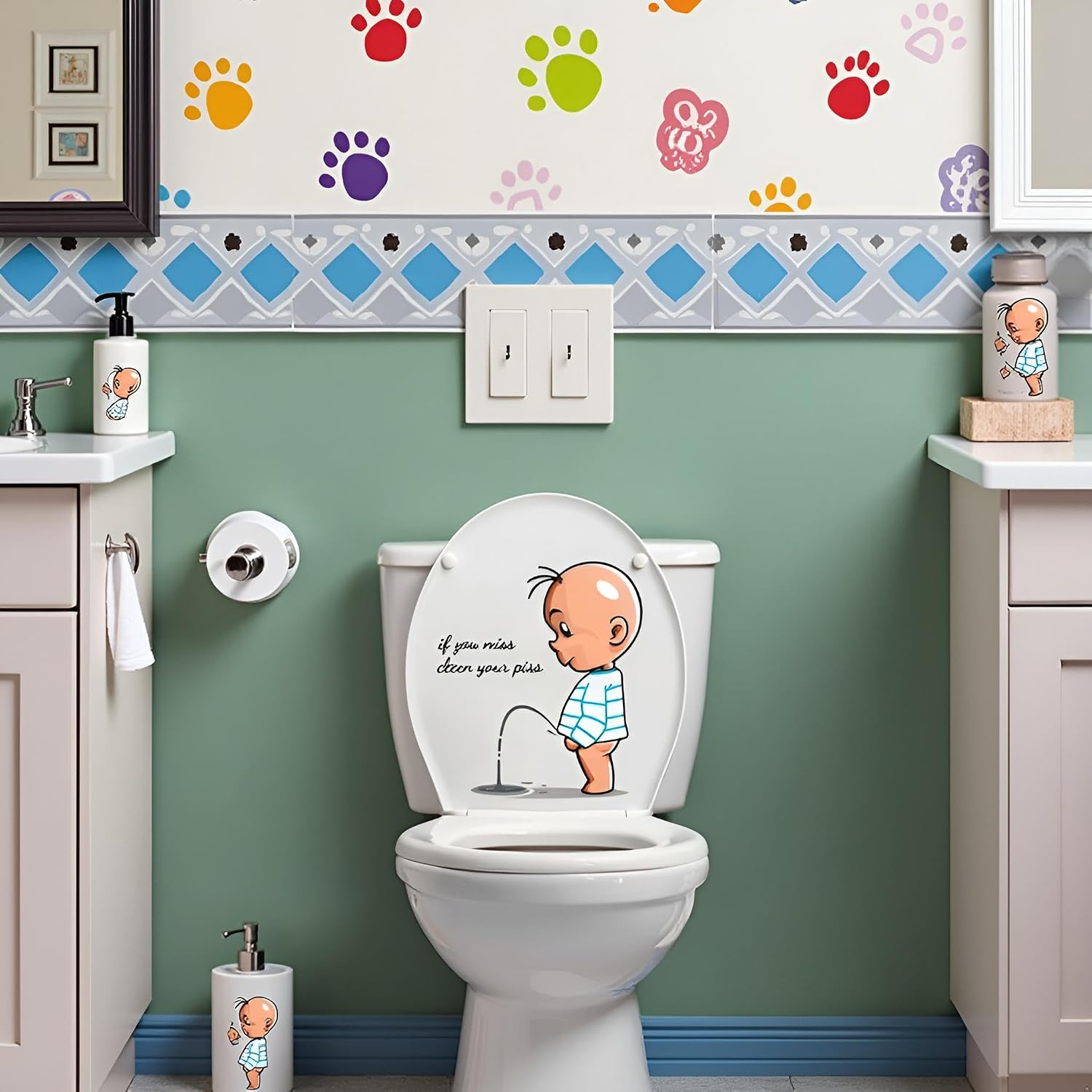Toilet Sticker If You Miss,Clean Your Piss Funny Seat Sticker Bathroom Wall Decal, Vinyl Wall Art Sign Decor Toilet Lid DIY Removable WaterproofLid Decals Bathroom Accessories