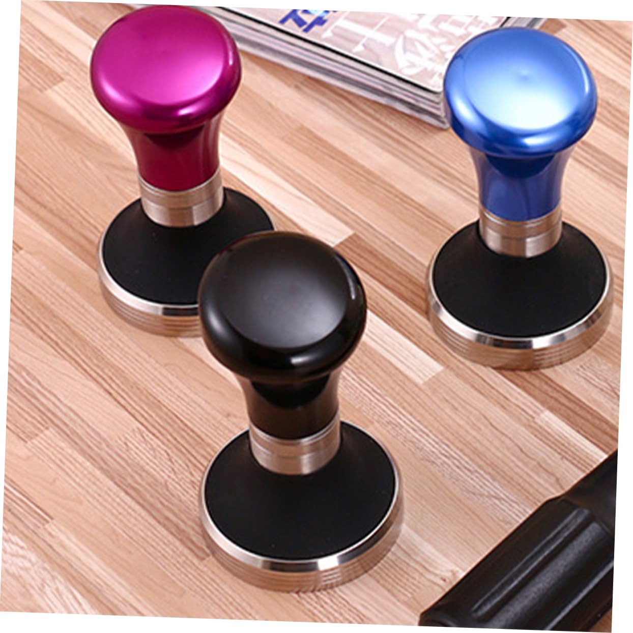 Tamper Caffè Espresso 58mm in Acciaio Inox, Nero Professionale