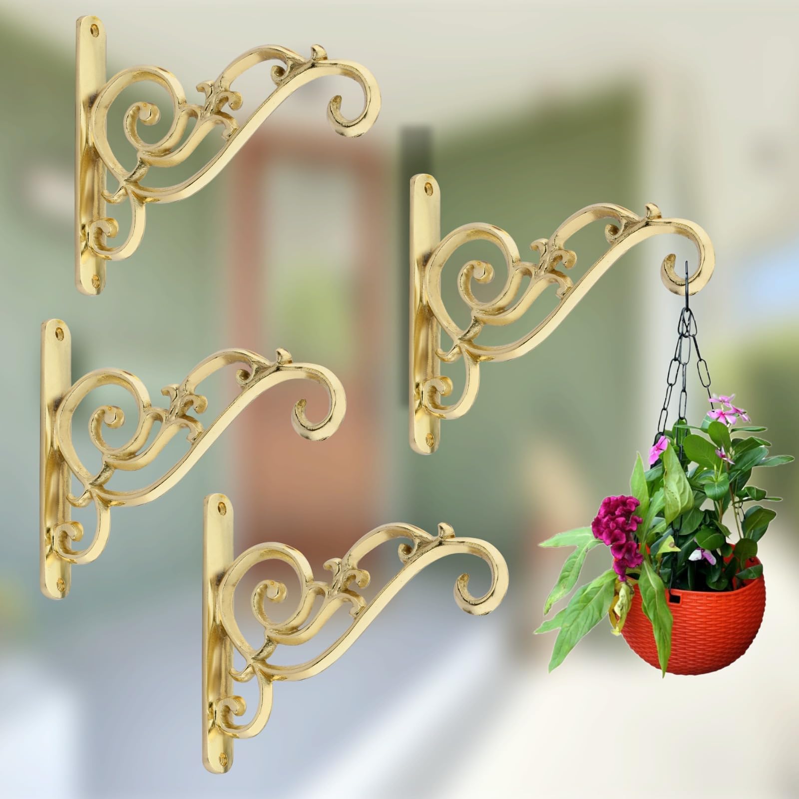 Growfynd Metal Wall Hook Hanging Plant Bracket | Wall Bracket Decorative Straight Plant Hanger for Pots, Bird Feeders, Planters, Lanterns, Cotton, Wind Chimes Indoor Outdoor (Pack of 4) (B0D1YDP24X) Amazon Price History, Amazon Price Tracker