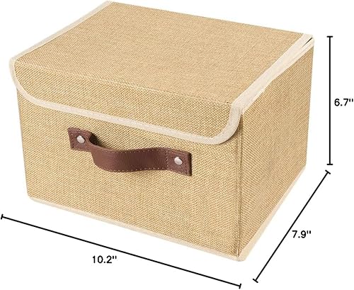 Miniatura 10 de Lucky Monet Cajas de almacenamiento con tapas, paquete de 2 cajas de almacenamiento decorativas plegables de tela, cubos de almacenamiento con tapa